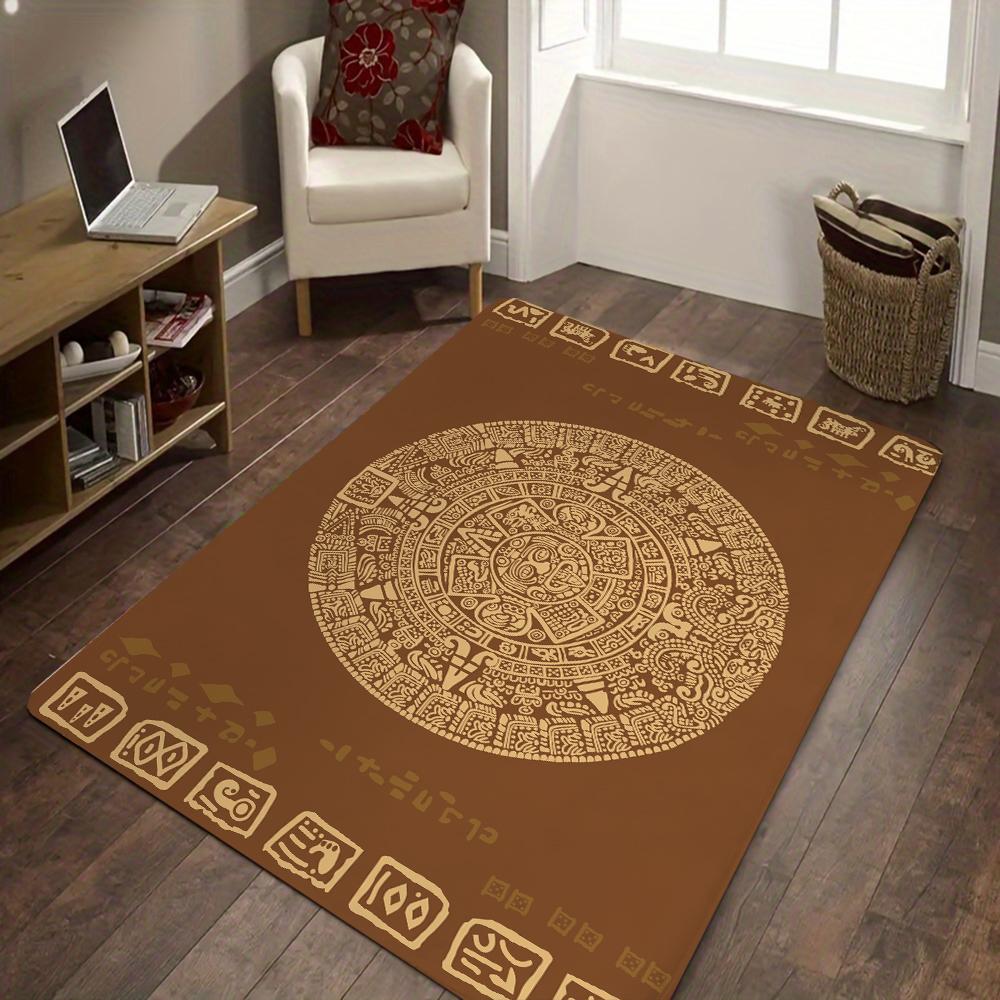 Ancient Aztec Calendar Print Anti-slip Rug Machine Washable for Living Room Kitchen Bedroom Decor Mat