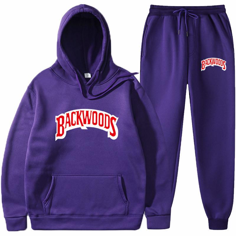 Tide brand sweater set BACKWOODS printed men's and women's fleece hoodie two-piece set