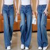 Blue Retro High-waisted Wide-leg Jeans Women's Autumn New Pear-shaped Body Pants Do Not Stick To the Legs