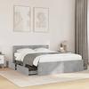 VidaXL Bed Frame with Headboard Concrete Grey 120x200 Cm, Bedroom Furniture, Double Bed, Slatted Base, Bed, Frame of 3295572