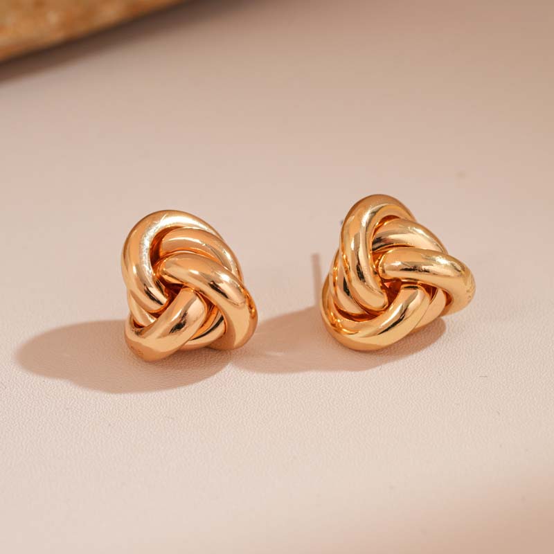 Fashion Gold Silver Color Twist Knot Stud Earrings For Women 2026 New Trendy Metal Circle Smooth Geometric Earring Jewelry