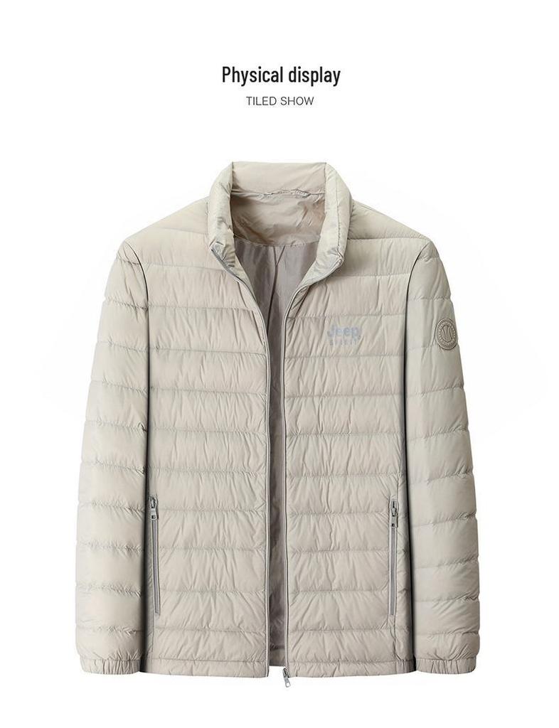 Jeep Men's 90% Duck Down Jacket - Stand Collar, Short, Warm Outerwear for Autumn & Winter