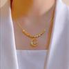 Titanium Steel Moon Planet Necklace Female Premium Design Personalized Versatile Zircon Pendant Necklace