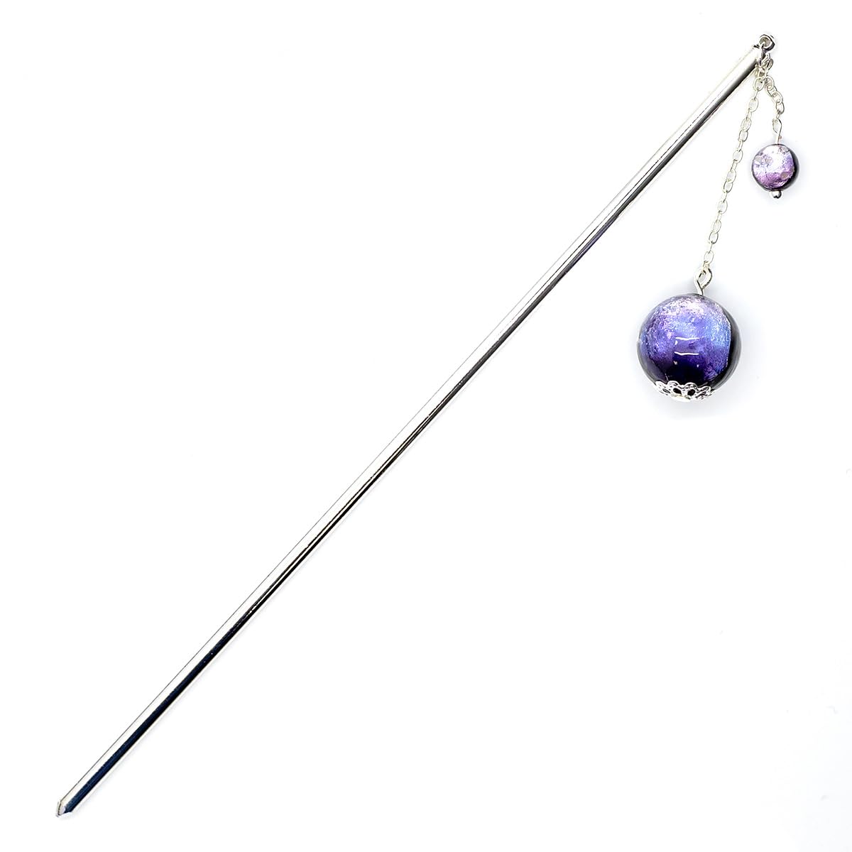 

Sea drop kanzashi glass marine perfect for and other traditional Japanese hairpin, glow-in-the-dark beads, purple, 14mm, 6mm, glow-in-the-dark silver,