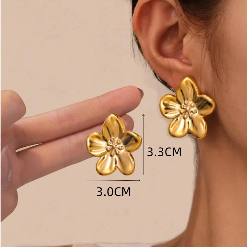 Hyperbole Long Water Droplet Flower Wing Round Wave Square Shell Golden Pendant Earrings for Women CCB Smooth Creative Jewelry