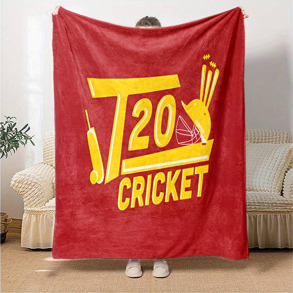 1pc Blanket - T20 Cricket Print Design,Lightweight Blanket for Sofa,Bed- Soft &Warm,Gift for All Seasons
