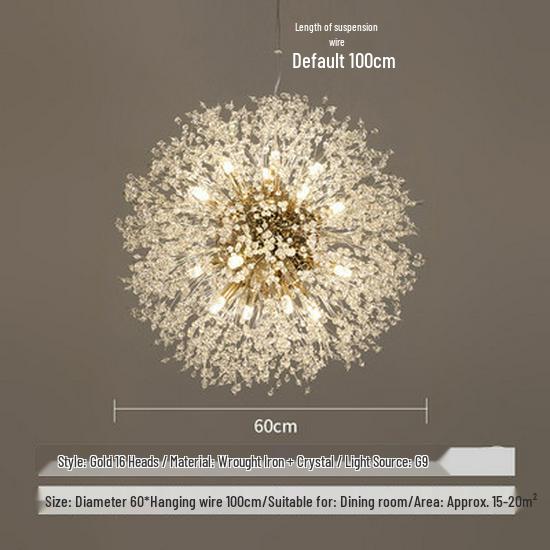 Dandelion Crystal Firework Chandelier: Modern Minimalist Light for Restaurants, Bedrooms, Bars, and Retail Displays