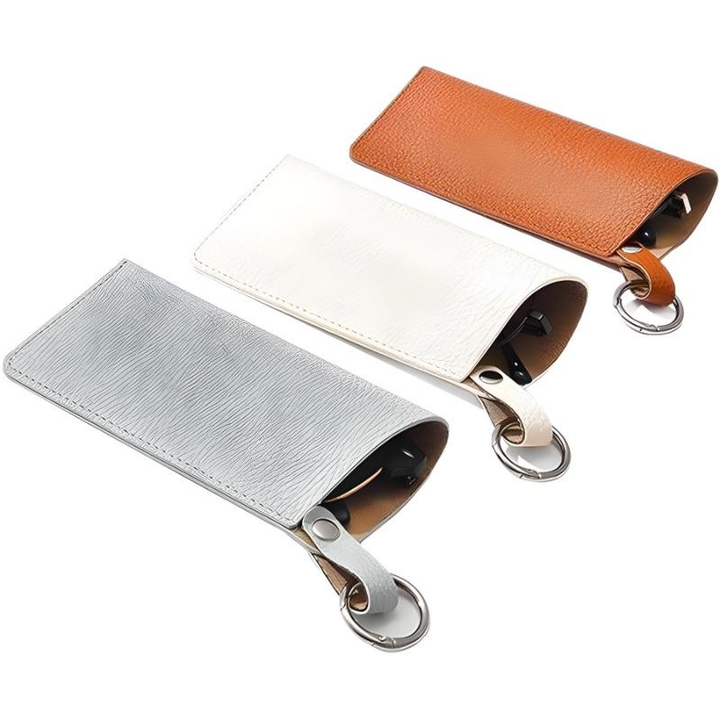 Portable PU Leather Eyeglass Case, Hanging Eyeglass Storage Bag, Sunglasses, Eyeglass Bag, Convenient Keychain
