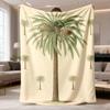1pc Latest Flannel Blanket | Beach Palm Tree Geometric Pattern, Soft Flannel, 100% Polyester, Lightweight 200-250g, Contemporary Style, All-Season Coz