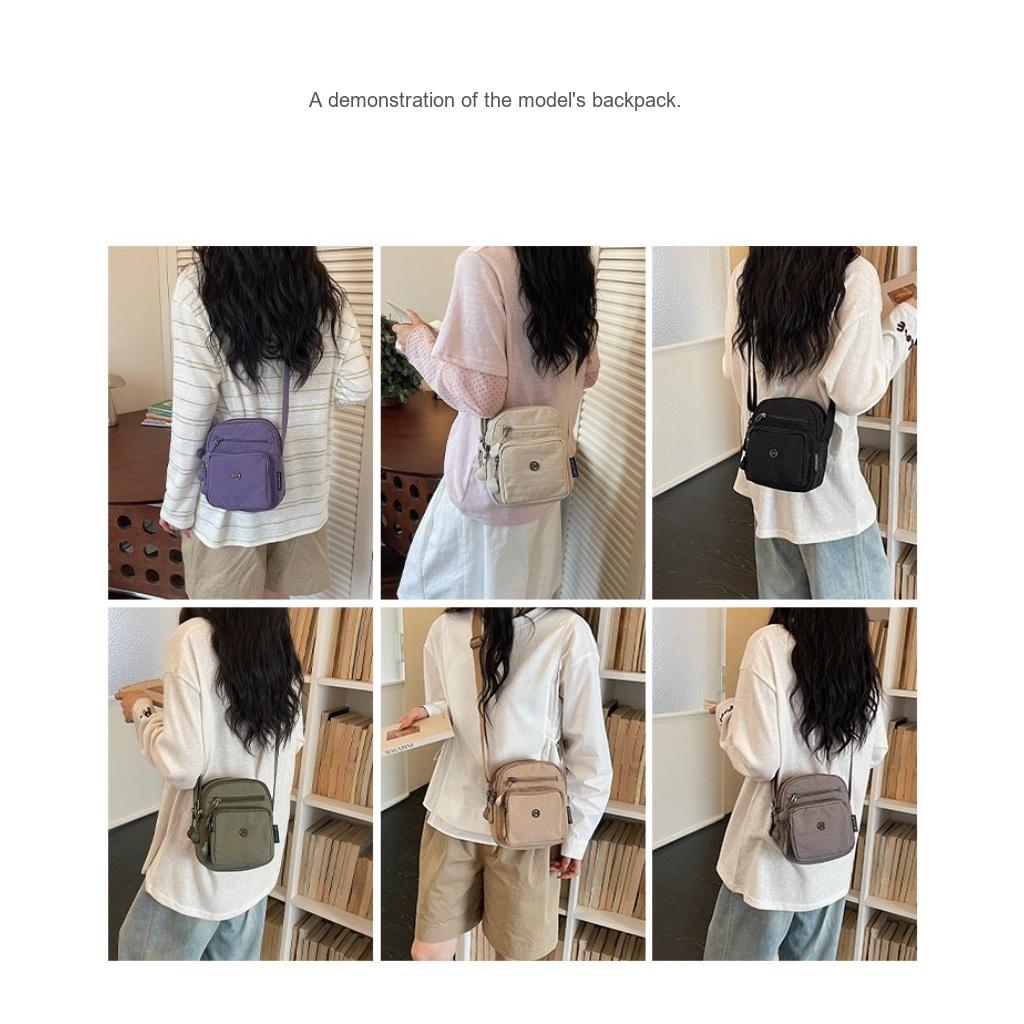 Shoulder Bag Women Nylon  Multi Compartment Adjustable Strap Daily Commute