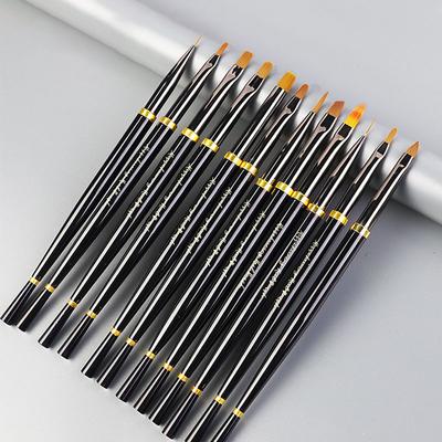 1 Pcs Nail Art Black Handle Pattern Painting Brush Acrylic UV Gel Extension Coating Drawing Nail Art Pen DIY Manicure Tool