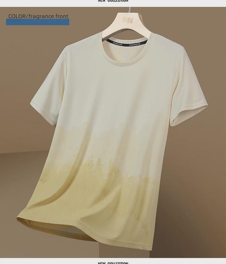 Men's Gradient Quick-Dry Ice Silk Mesh T-Shirt, Short-Sleeved, Breathable Summer 2023 Trend.