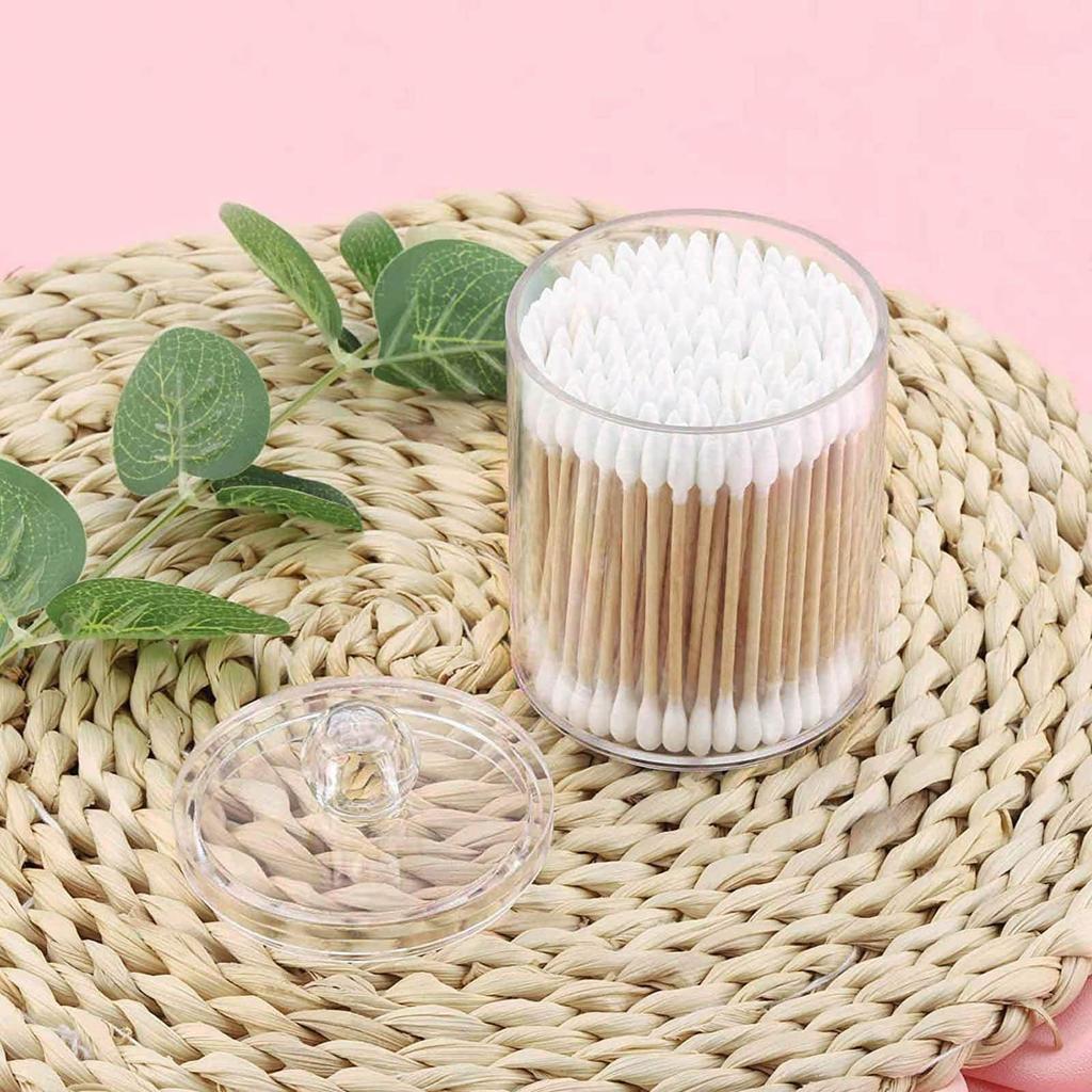 Plastic Cotton Swab Ball Holder Transparent Cosmetic Storage Box Bathroom Container Dispenser