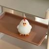 Novelty Gift for Kids 3D Printed White Rooster Figurine, Cute Round Chicken Desktop Ornament Animal Decor Office Desk Living Room Shelf, Statue