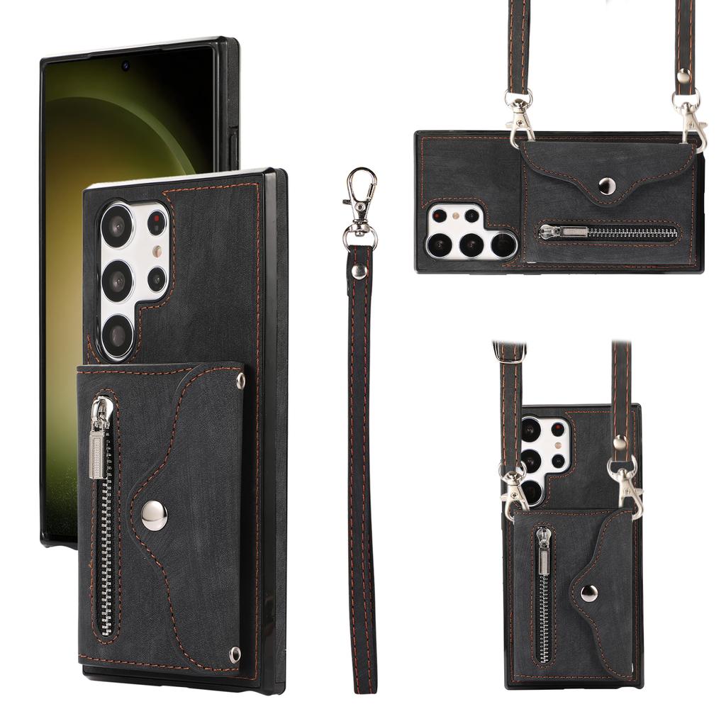 Business Zipper Cards Solt Wallet Leather Case For Samsung S26 Ultra S25 Plus S24 A26 A16 A06 A17 A07 Bag Pocket kickstand Cover