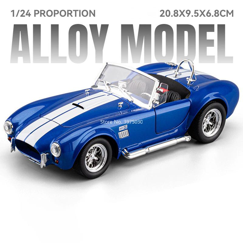 Skala 1:24 Shelby Cobra 427 Phantom Leichtmetallautos Modelle Spielzeug Hinterrad Rückzieher Miniatur Oldtimer Heimdeko Dekoration