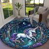 1pc Office Printed Round Carpet, Enchanted Starry Unicorn Rug, Home Sofa Chair Mat For Christmas and Halloween Décor