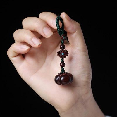 Indonesian Purple Sandalwood Ruyi Keychain: Chinese Style Pendant for DIY Ornament & School Bag Decoration