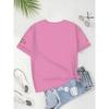 Pink racing trend, cool and sporty, perfect for summer women's casual round neck short-sleeved tops