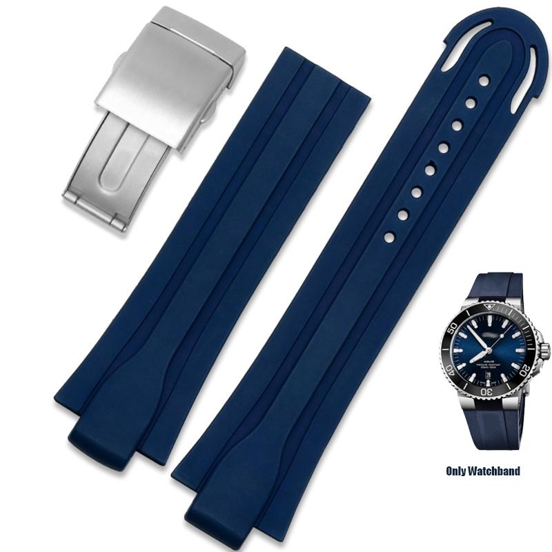 Rubber Watch Band For Oris Diving 7730 Williams 7740 Men Bracelet Waterproof Silicone Bracelet Watch Chain 24*12mm Raised Strap