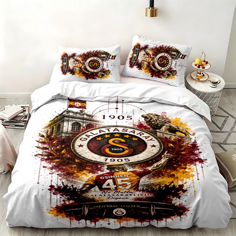 Galatasaray 3-teiliges Set Perfekt für das Schlafzimmer Gemütliches Bettwäsche-Set enthält einen Bettbezug und zwei Kissenbezüge Ideales Geburtstags- oder Weihnachtsgeschenk