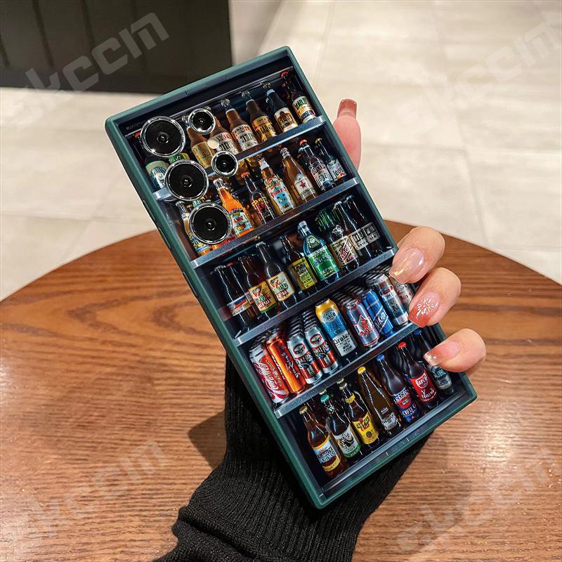 

Beer Fridge Case For Samsung A15 A35 A50 A51 A54 A55 A71 A72 A73 S25 UItra S24 S23 S22 S21 S20 PIus FE Matte Shockproof Cover S20