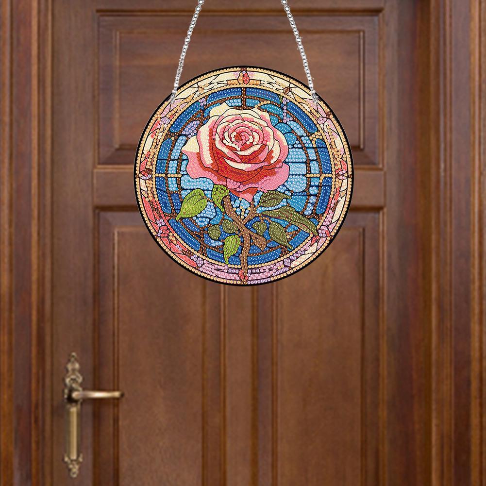 Acrylic Single-Side Diamond Art Hanging Pendant Pineapple Diamond Painting Home Decor Lily Of The Valley for Garden Window Decor