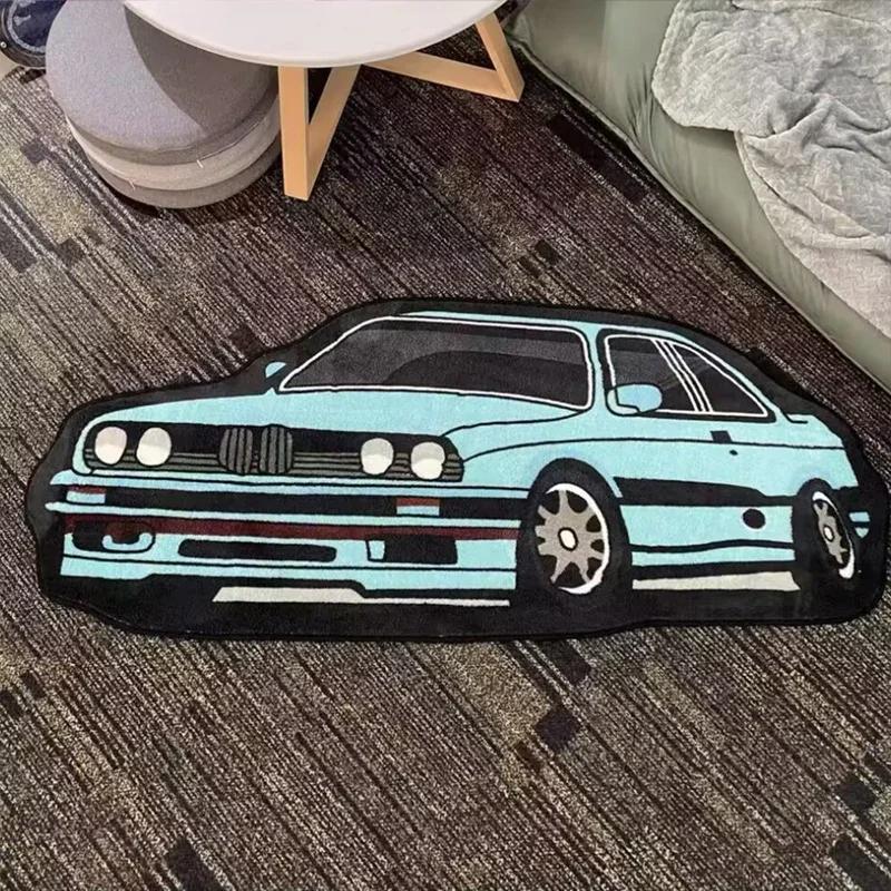 Racing Car Shaped Rug, Soft Comfort Bedside Rug For Bedrooms, Decorative Floor Mat For Boys' Rooms, Home Decor
