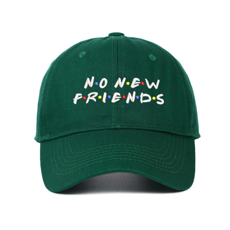 Korean Style 'No New Friends' Embroidered Unisex Baseball Cap with Sun Visor