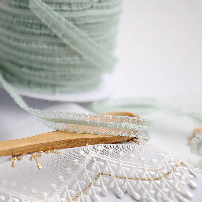 1cm Wide Double-Sided Sheer Elastic Lace Trim for Doll Clothes and Costume Accessories