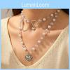 Collier Pendentif Perle Artificielle Pour Femmes Avec Breloque Cœur Design Géométrique Été