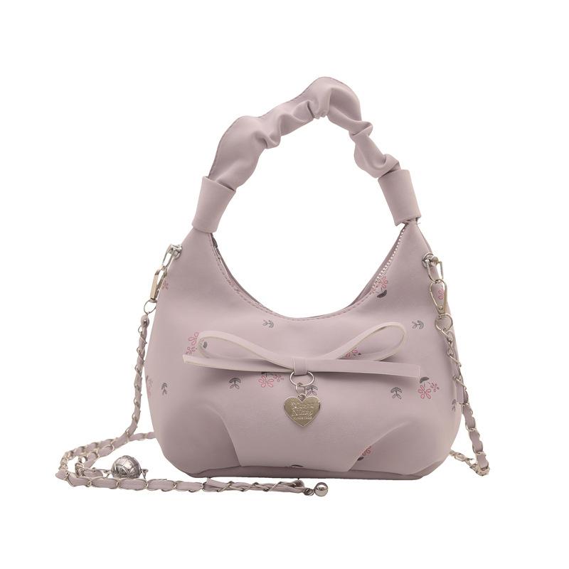 Trend pleated portable bow dumpling bag women's summer new chain shoulder messenger bag