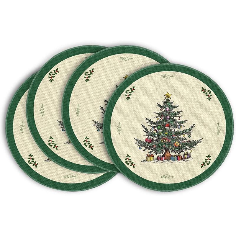Festive Style Christmas Round Placemats - 4-Piece Set for Holiday Table Decor