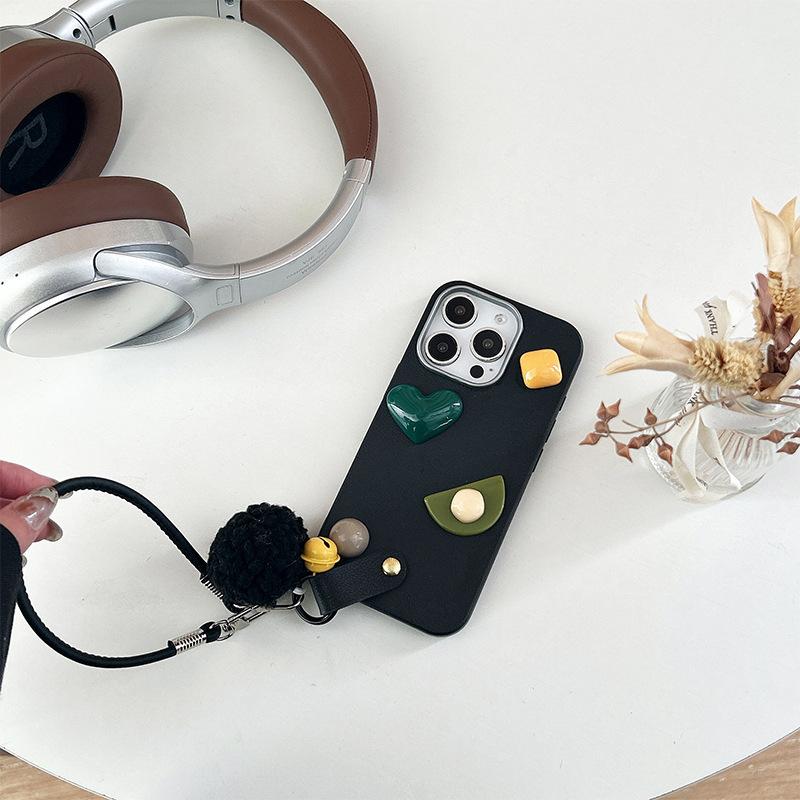 

Circular Love Silicone Handheld Rope Phone Case for Apple 16promax Women s New Model for IPhone17 Anti Drop 14 For iPhone 7/8/SE 2020