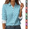 Women's Button Down Prints Shirt Long Sleeve Shirt Business Work Tops Casual With Pockets Jacket