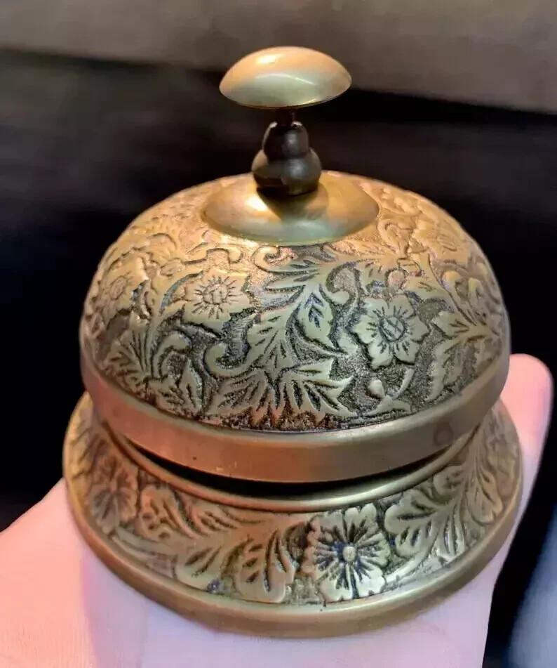 Desk Bell Antique Vintage Brass Hotel Service Ornate Reception Counter New