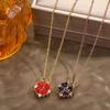 Magnetic Four-Leaf Clover Rhinestone Pendant Necklace In Titanium Steel - Versatile Fashion Clavicle Chain for Women