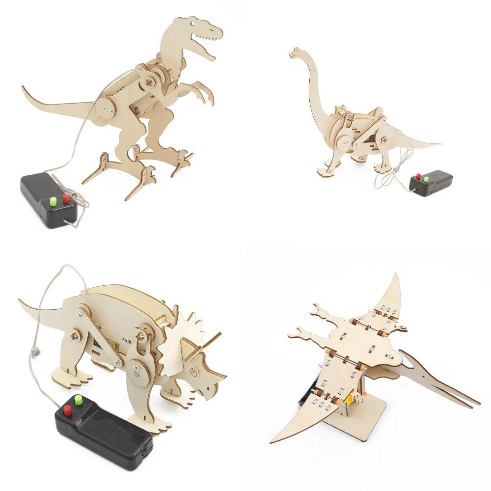1/4PCS Dinosaur STEM Toys for Kids 3D Wooden Puzzle Model Robot Model Kit DIY Educational Science Building STEM Projects Gift