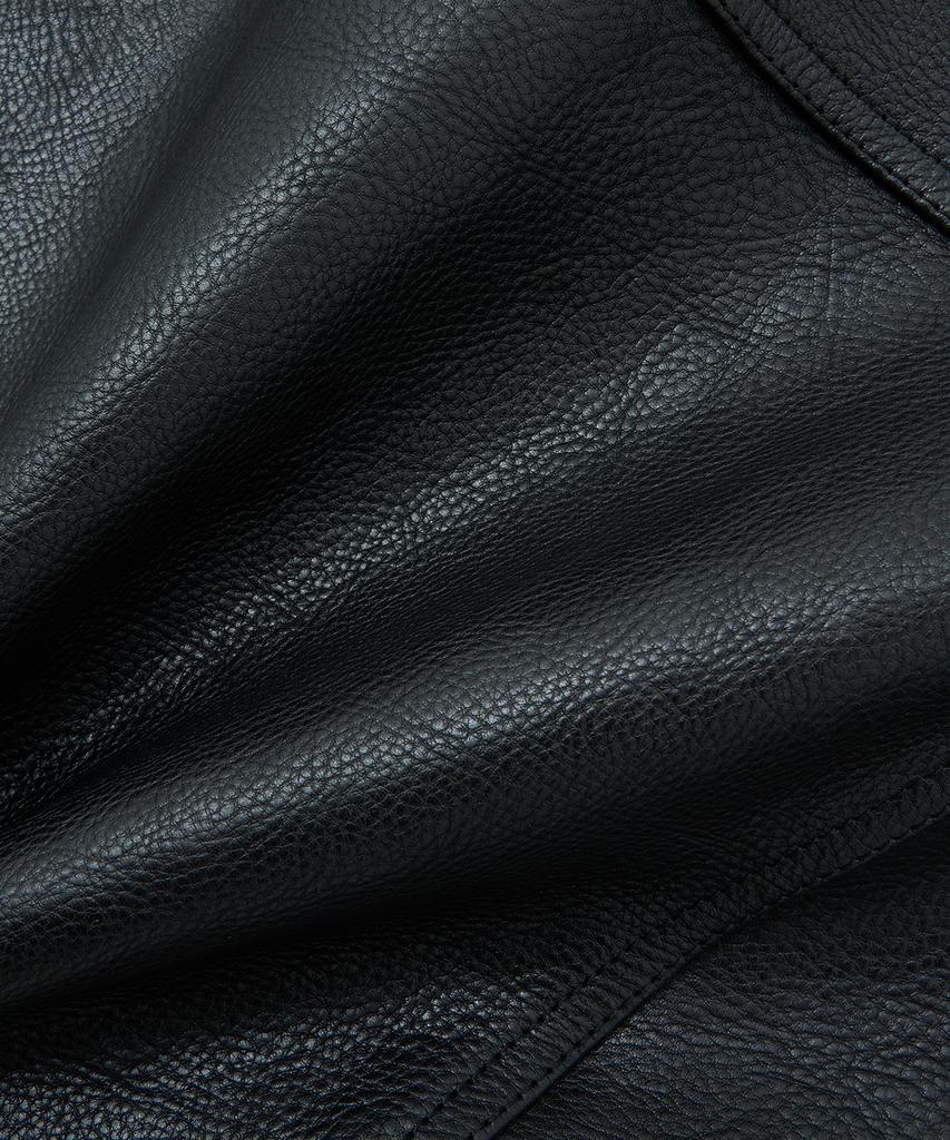 Noirer Antique Cow Leather Trucker Jacket (Black)