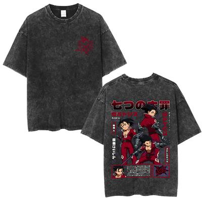 Washed Vintage Anime The Seven Deadly Sins Zelldris Graphic T-shirt Men Women Manga Oversized T Shirt High Quality Cotton Tees