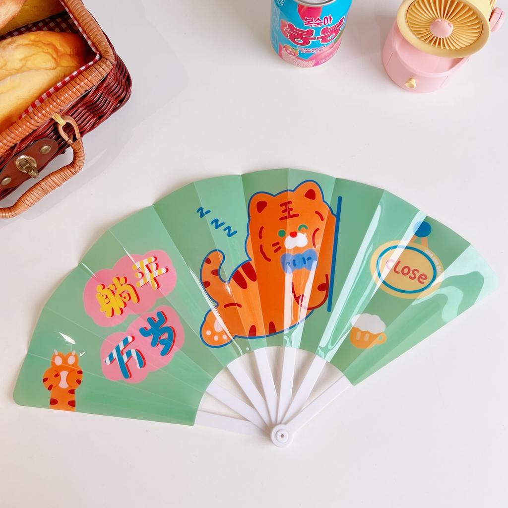 Cute Cartoon Seven Folding Fan Children's Plastic Hand Shaking Fan Students Summer Carry-on Handheld Portable Small Fan Students