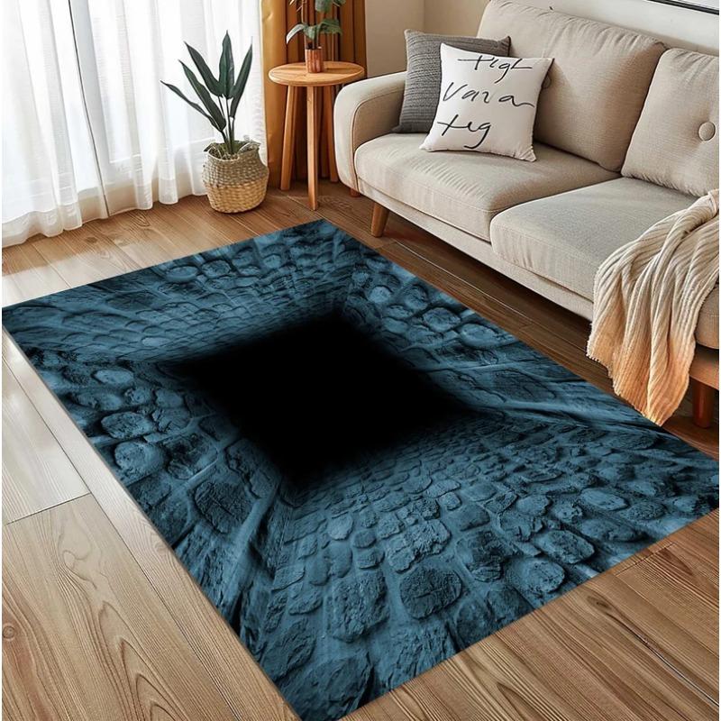 3D Visual Illusion Stone Wall Carpet Modern Creative Sky Center Pattern Decor Mat Soft Anti-slip Home Decor Visual Impact Rug