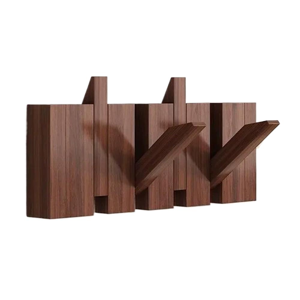 Wall Mounted Black Walnut Coat Rack Creative Hanging Hat Key Bags Holder Doorway Entrance Cloak Rack Black Walnut Coat Rack