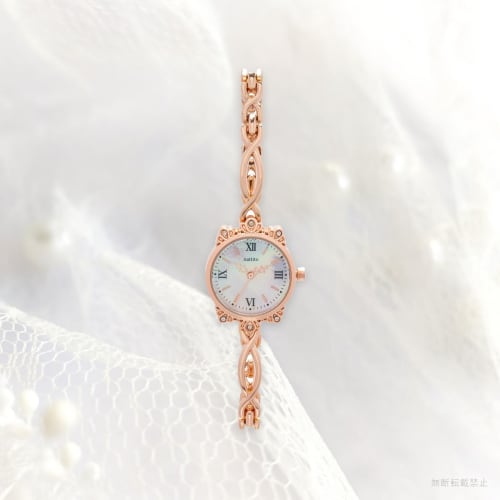 Fieldwork Women's Analog Watch with Natural Shell and Metal Band and Accessory Buckle, Amel Pink Gold (JN032-3)