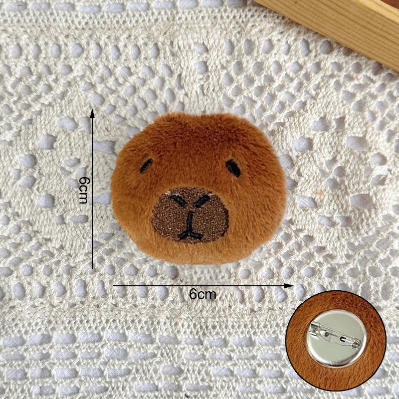 Cute Capybara Animal Plush Doll Brooch Fluffy Soft Stuffed Clothes Badge Pins Backpacks Decoration Accessories