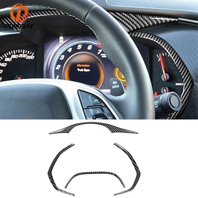 For Chevrolet Corvette C7 2014-2019 Car Carbon Black Dashboard Frame Cover Trim Stickers Auto Interior Parts