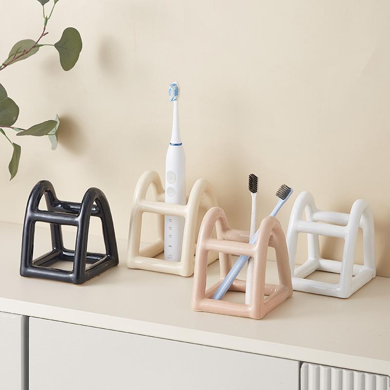 Kreativer Seilknoten Keramik Zahnbürstenhalter Nordische Badezimmeraccessoires Aufbewahrung Schlafzimmer Schminktisch Bürstenhalter Make-up