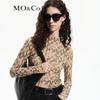 MO&Co. Flocked Print Mesh High-Neck Top