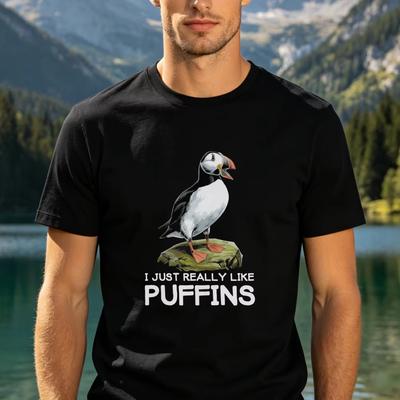 I Just Really Like Puffins Graphic Tee Cute Seabird Lover Humor Unisex Unisex Casual Cotton Shirt Puffin Tshirt Puffin Lover Apparel