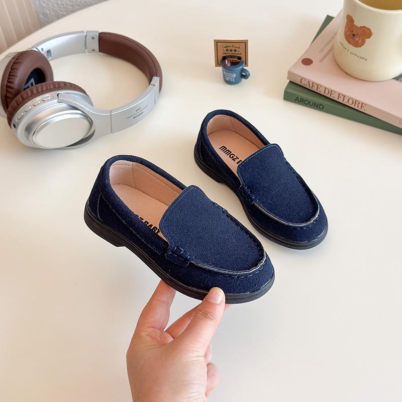 

British Retro Kids Canvas Slip-ons: Casual Boys Moccasins for Spring & Autumn 21-25 синий